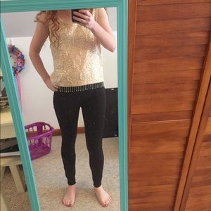 Vintage cream sequin top with tassels